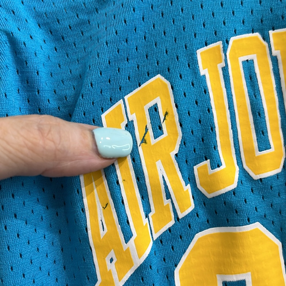 Nike Air Jordan Aqua Blue Yellow 23 Basketball Jersey Dri-FIT |Size Large 6/7 - Picture 6 of 6